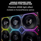 Jungle Leopard Interstellar V2 RS 120mm PC Reverse Blade Case Fan Infinity Mirror Module Daisy-Chain ARGB Fan Triple Pack Suitable Computer Cooling Fans 360mm AIO Cooler(Black-3Pack)