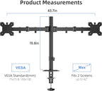 Suptek Dual Monitor Arm Desk Mount,Ultrawide Dual Monitor Arm for 2 Monitor Screens up to 42 inches and Max 22lbs Each,Extra Tall 15.75" Pole Fully Adjustable Monitor Stand for Desk,Black(MD9442LB)