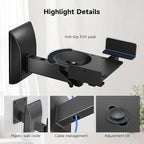 Suptek Speaker Wall Mounts - Dual Speaker Stands for Surround Sound, Universal Bracket, Tilt Swivel Shelves Up to 55lbs (Black, 2 Pack)