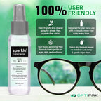 Sparkle Anti-Reflective Lens Cleaner Spray kit | (2) 1oz Glasses Cleaner Spray + (2) Microfiber Cloth for Eyeglasses, Sunglasses, Lenses, Screens and Camera Cleaning Kit (4 Piece Set)