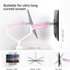 PHOLITEN Single Monitor Arm Fits 13-32 inch,4.4-19.8lbs Screen, Fully Adjustable Gas Spring Arm, Computer Monitor Stand with VESA 75 * 75mm/100 * 100mm Mount,White & Pink