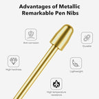 Marker Stylus Tips for Remarkable 2 Pen Tips with Nibs Removal Tool,Metal Replacement Nibs for Remarkable 1/2 Stylus/Marker Plus Pen (4+5+5 PCS-Gold/Sirvel/Black)