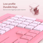 Computer Keyboard Wired, Plug Play USB Keyboard, Low Profile Chiclet Keys, Large Number Pad, Caps Indicators, Foldable Stands, Spill-Resistant, Anti-Wear Letters for PC Laptop (Rose Pink, 1-Pack)