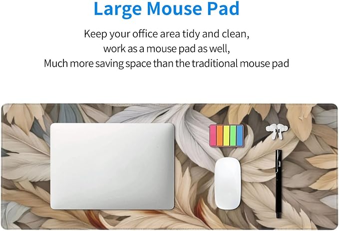 Gaming Mouse Pad, Large Non-Slip Rubber Base Mousepad, Keyboard Mouse Mat, Desk Pad with Stitched Edges, 31.5x11.8inch, Autumn Leaves