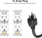 JUNNUJ 20 Amp Power Strip Surge Protector 4800J, Heavy Duty 8 Outlet Metal Multi Angle Mount, 20A Garage Power Strip Shop 6-20R T-Slot, 5-15P Plug 12 Gauge Extension Cord 6ft for Appliance