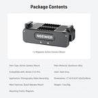 NEEWER Upgraded Magnetic Mount Adapter Compatible with DJI Osmo 360 / Action 5 Pro/4/3, Quick Release Action Camera Mount Vlogging Accessories with 1/4" Tripod Thread, AC011 Dark Gray