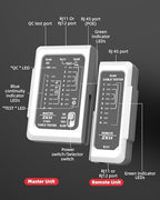 ZKH RJ45 Network Cable Tester, LAN & TEL Continuity Tester, Ethernet Cable Tester for RJ45, RJ11, RJ12, CAT5, CAT6, POE Test UTP/STP Shielded Ethernet Wires Test Tool