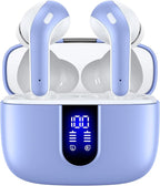 TAGRY Bluetooth Headphones True Wireless Earbuds 60H Playback LED Power Display Earphones with Wireless Charging Case IPX5 Waterproof in-Ear Ear buds with Mic for TV Smart Phone Laptop Computer Sports