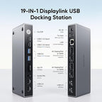 Displaylink Docking Station, USB C DisplayLink Dock Dual Displays for MacBook M1/M2/M3/M4 Windows, 4K@60Hz Displaylink Dock with 2 HDMI, 2 Display Port, 2USB C Data, 6 USBA, Ethernet, Audio