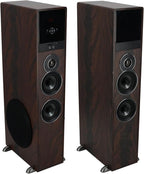 Rockville TM80D Powered Home Theater Tower Speaker System, Dark Wood, 800W, 8" Subwoofers, Bluetooth, USB/SD Playback, FM Radio, Remote Control, Karaoke Ready, Perfect for Home Entertainment