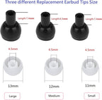 36 Pieces Large Earbud Tips Soft and Comfortable Ear Bud Replacement Pieces Silicone Fit Most in-Ear Headphones，Inner Hole 3.8mm -5.5mm，Large Clear White Replacement Earbuds Silicone Tips