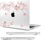 Compatible with MacBook Air 13.6 inch Case, M4 A3240/M3 A3113/M2 A2681 (Released 2025 to 2022), Hard Shell, Keyboard Cover, Screen Protector, Webcam Cover & Type-C Adapter, Butterflies Sakura