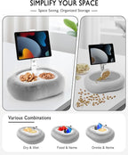 Tablet Pillow Stand, Compatible with 4.7"-12.9" Kindle, iPad, Phone/Tablet, Google, 360° Rotating Phone Holder for Bed, Detachable Bowl, Reading and Relaxation on Bed, Gray, Large (Faux Fur Pillow)