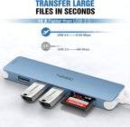 USB C Hub Multiport Adapter, 7 in 1 Portable Dongle with 4K HDMI Output, 3 USB 3.0 Ports, SD/TF Card Reader Compatible for MacBook Pro, XPS, and More