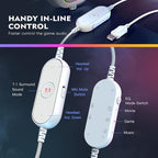 FIFINE USB Gaming Headset, PC Headphones Wired with Microphone for Computer/Laptop, Over-Ear RGB Headset with 7.1 Surround Sound, Noise Cancellation for Streaming Video Game- AmpliGame H6 (White)