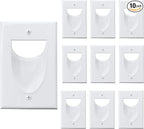 BestMounts - 10 Pack Inner Nose Behind Wall Cable Management TV Cord Hider for Wall Mounted TV - Single Gang Low Voltage Recessed Wall Plates Cable Pass Through for Wires, HDTV, HDMI (White)