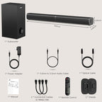 Wohome 2 in 1 Detachable Sound bar with Subwoofers, 4.1 Channel Bluetooth Sound Bar for Smart TV, Home Theater Surround Sound System, Optical, AUX, USB Input, Bass Adjust, Remote/Button Control