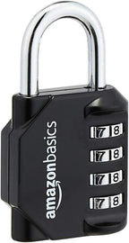 Amazon Basics 4-Digit Combination Lock for Gym and Sports, 2-Pack, Black