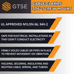GTSE White Nylon Plastic Cable Clamps, 3/16" Screw Mounts for Cable, Rope, Tube Management, 100 Pack