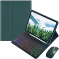 Rainbow Backlit Keyboard Case for iPad 9th / 8th / 7th Generation 10.2"/iPad Pro 10.5"/iPad Air 3rd Gen with Mouse and Backlight Detachable Bluetooth Keyboard Cover,Dark Green+Black