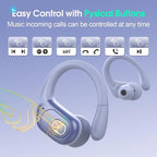 Wireless Earbuds 75hrs Bluetooth 5.4 Headphone Sport, 2025 Bluetooth Earbuds Stereo Deep Bass Over Ear Bud with Earhooks, ENC Noise Cancelling Mic, IPX7 Waterproof Earphone, Purple Blue