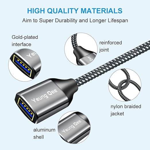 USB 3.0 Extension Cable 10 ft,5Gbps High Speed USB 3.0 Type A Male to Female Extension Cord,USB Extension Lead Compatible with USB Flash Drive, Hard Drive, Card Reader,Scanner,Keyboard (10FT)
