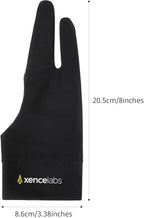 XENCELABS Drawing Glove, Breathable Artist Glove for Drawing Tablet, Two Fingers for Left Right Hand Black Size M