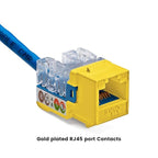 TRUE CABLE Cat5e Keystone Jack, Unshielded (UTP), 90 Degree Punch-Down, PoE++ (4PPoE) 100W, UL Listed, ETL Verified, ANSI/TIA Certified, Modular RJ45 Female, Yellow, 48 Pack