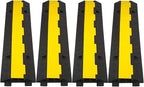 CXRCY Cable Ramp 4 Pack 2 Channel 11000lbs axle Capacity Floor Cable Cord Protector, Black & Yellow Speed Bumps Hose Protector Ramps for Wire/Hose/Pipe Hider Driveway &Outdoor 40x10x2 inch(L x W x H)
