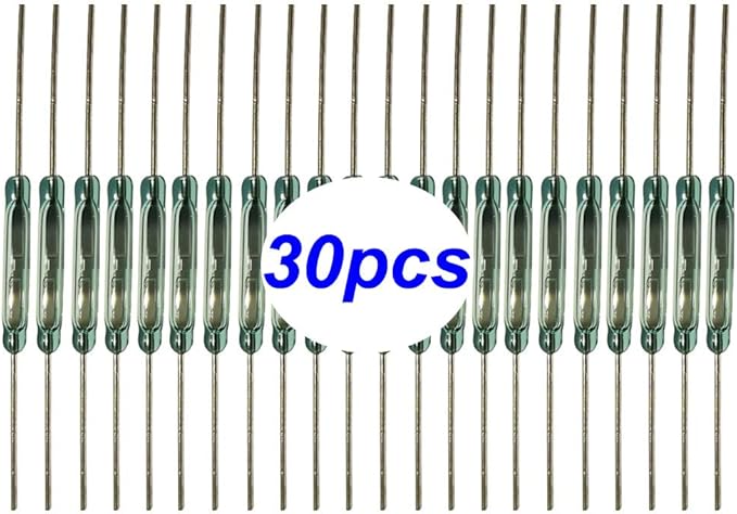 30pcs Reed Switch, Normally Open (N/O) Magnetic Induction Switch, Miniature Reed Contact (2mm x 14mm)