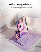 Macally Small Wireless Bluetooth Keyboard for iPad mini/Air/Pro, iPhone, Tablet, and Phone - 78 Key iPad Keyboard with Built-in Stand - Universal Compatible Multi Device - Purple