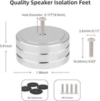 Monosaudio Isolation Feet HiFi Feet 4Pcs 40x20mm Aluminum Universal Turntable Feet with Non-Slip Rubber Rings No Need Adhesive for Audio,Speakers,Subwoofers,Home Theater,Turntable,DAC(Silver Color)