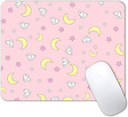 IMAYONDIA Pink Kawaii Mouse Pad, Cute Moon Bunny Small Mouse Mat，Aesthetic Anime Mousepad for Women Kids Office Home School, Computer PC Laptop Mice Pad, 9.5 x 7.9 Inch