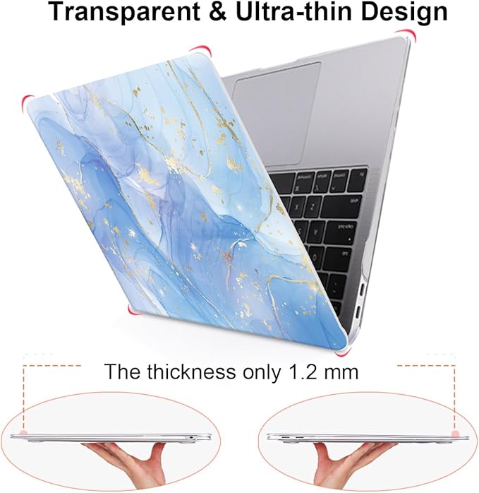 Compatible with MacBook Air 13 inch Case 2021 2020 2019 2018 M1 A2337 A2179 A1932 with Retina Display & Touch ID, Pattern Plastic Hard Shell Case Keyboard Cover Screen Flim, Blue Marble