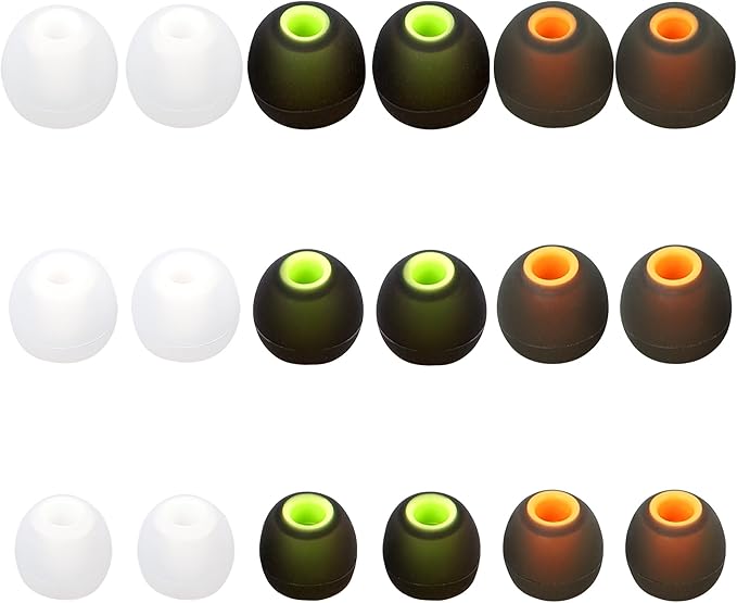 Silicone Earbud Tips Replacement - Fit Most In-Ear Earbuds (Inner Hole 3.8mm - 5.1mm) - 9 Pairs S M L