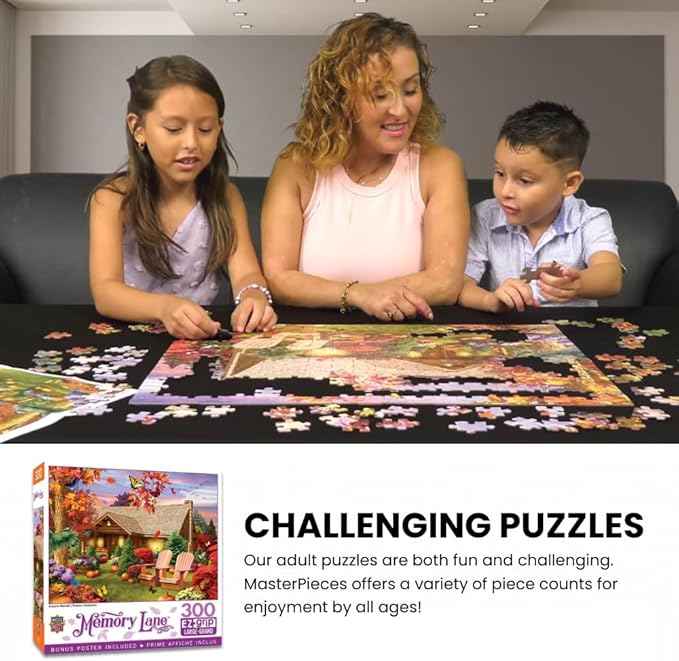 MasterPieces - 300 Piece Jigsaw Puzzle, Large EZ Grip Shapes, Rolling Pastures, Fun for Adults, Seniors, Family, Kids, Non-Glare Finish, 18"x24"