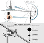 Heavy Duty C Stand with Boom Arm, Stainless Steel Heavy Duty Photography Light Stand, Adjustable Height 4.9ft-10.8ft, with 4.1ft Holding Arm, for Reflector, Umbrella, Softbox, Monolight