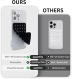 2 Pack Silicone Double-Sided Suction Grip – 40 Cups per Side, Strong Hold for iPhone, Galaxy, Pixel, Android – Hands-Free for Selfies & Videos (Black)