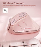 Nulea M510 Vertical Mouse Wireless, Ergonomic Mouse for Comfy Tracking, 3 Adjustable DPI (800-1200-1600), 2.4G Wireless Vertical Mouse with 6 Buttons, Compatible with Windows, Mac OS, Laptop, PC,Pink