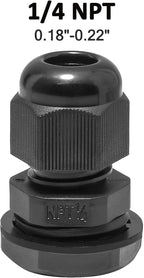 20 Pcs 1/4" NPT Nylon Cable Glands, IP68 Waterproof Adjustable Cord Grip Cable Connector Strain Relief Wire Protectors for 4-6mm Cable Diameter, Black