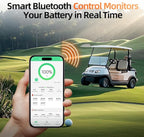 4PCS 48 Volt Lithium Battery for Golf Cart with 48V 15A Charger, 100A Lifepo4 Batterys Built-in Bluetooth 5.0 & 200A BMS, 15000+ Deep Cycle Lithium Battery, 42-58 Mile Ranges for Golf Cart