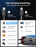 【Upgraded】 SUPERONE Retractable Car Charger 4 in 1, Fast Car Phone Charger with Cord 2.6ft, USB C and Apple Car Charger Adapter, Compatible with iPhone 16 15/15 Pro Max/14/13/12/11, Galaxy, Pixel