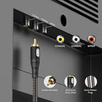 EMK RCA to RCA Subwoofer Cable – 24K Gold-Plated Connector Nylon Braided Double Shielded Audio Cable Digital&Analog Signal Support for Amplifiers Subwoofer Home Theater Hi-Fi Systems Black/15ft/5m