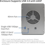 5 Bay USB 3.2 Type-C 10Gbps Daisy-Chain Hard Drive Enclosure DAS, Support 120TB (5X 24TB) 2.5" & 3.5" SATA HDD/SSD
