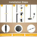 Ring Light with Stand, 15W Dimmable Zoom Lighting for Computer, Home Office, Reading, Video Calls, 66 Inches Floor Lamp with Flexible Swing Arm, AC Plug, Remote, Memory & Timer CRI >95