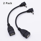 90 Degree Mini USB to USB A OTG Adapter Cable 5.5in Up Angle Mini USB 5-Pin Type B Male to USB Type A Female Adapter Cord for Digital Cameras,Black,14cm(2 Pack,UP)