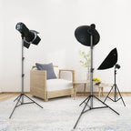 Aluminum Alloy Light Stand 9.5 Feet/2.8m Adjustable Spring Cushioned Photography Tripod for Photo Studio Speedlight Flashes, Ring Light, Photographic Equipments Thickening Flash Stand, 2 Pack