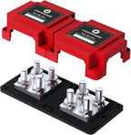 400A Bus Bar 8 M10 (3/8 inch) Terminal Studs Modular Design Tin Plated Copper Distribution Block Positive Pole Electrical Buss Bars 12-48 V DC with Cover for Trailer Marine Boat Car RV