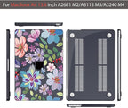 Teryeefi for MacBook Air 13.6 inch Case M4 M3 M2 2024-2022 Release Model A3240 A3113 A2681, Protective Plastic Hard Shell Cover for MacBook Air M2 M3 M4 13 inch, Pretty Flowers Black-104