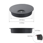 2 Pack Desk Grommet 2-1/8 Inch 53mm, Zinc Alloy Computer Desk Wire Hole Cover, Office Desktop Cord Cable Hole Metal Ring, Black